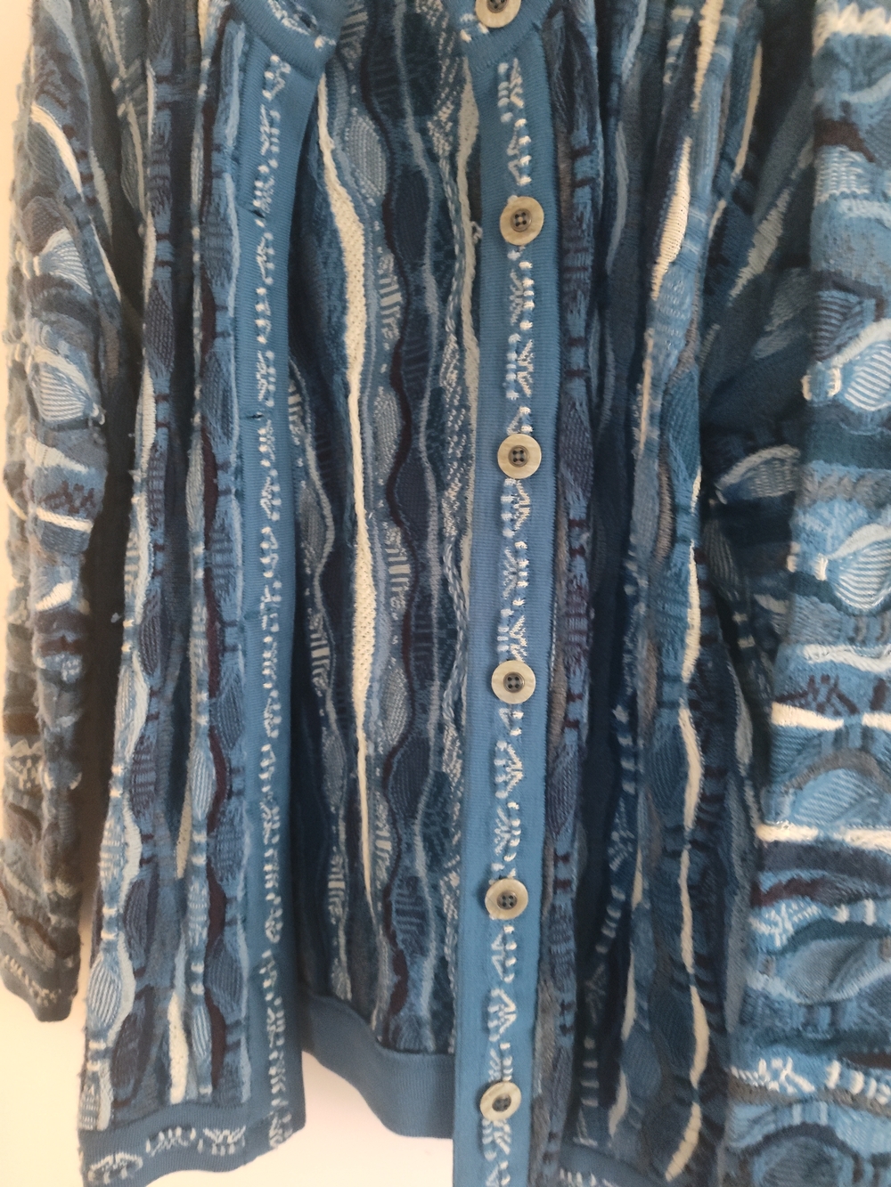 COOGI Blue Multi-Tone Textured Button-Front Jacket - Picture 4 of 4